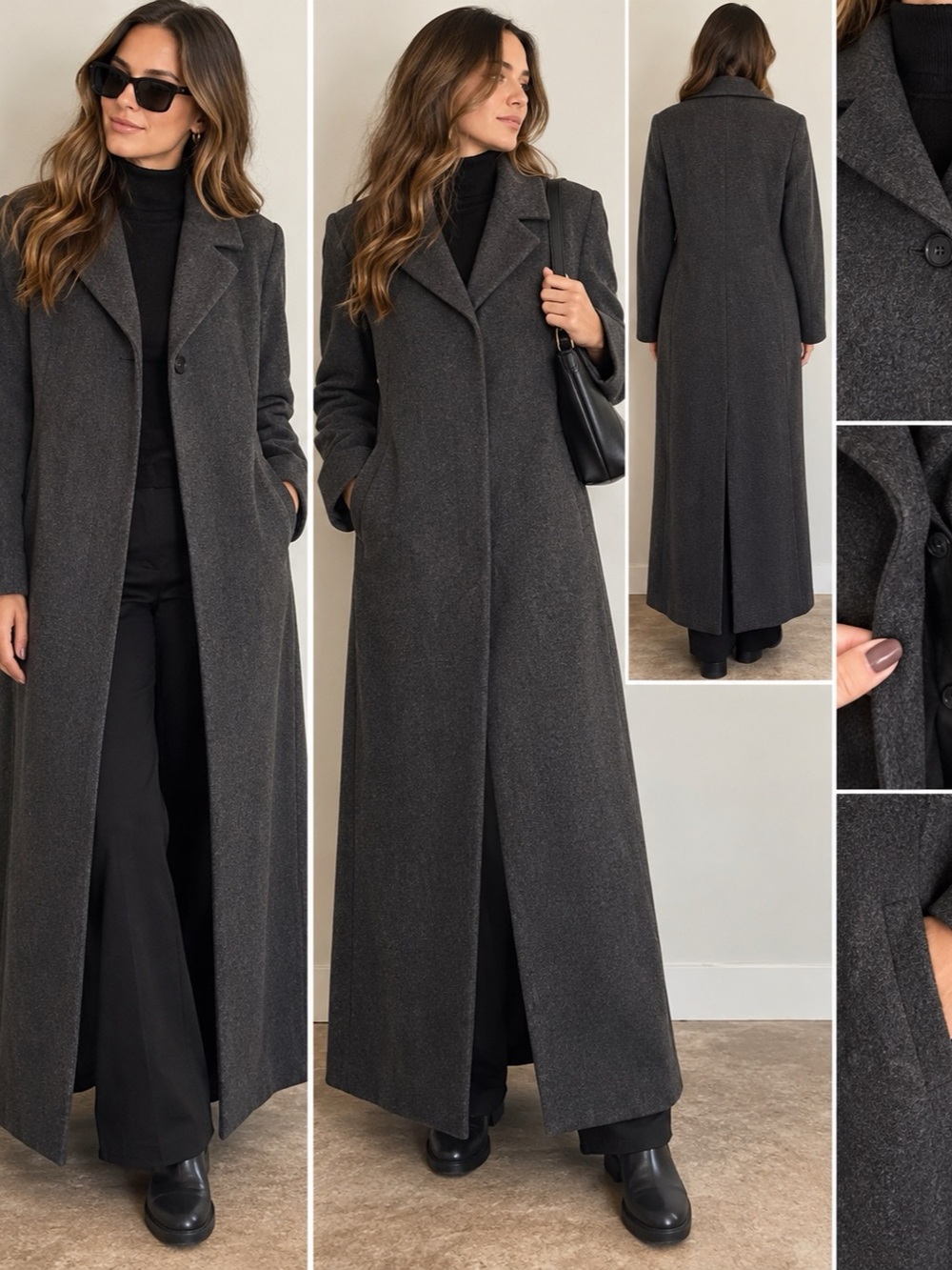 Talbots 100% Wool Long Maxi Coat Womenโs Size 10 Charcoal Gray